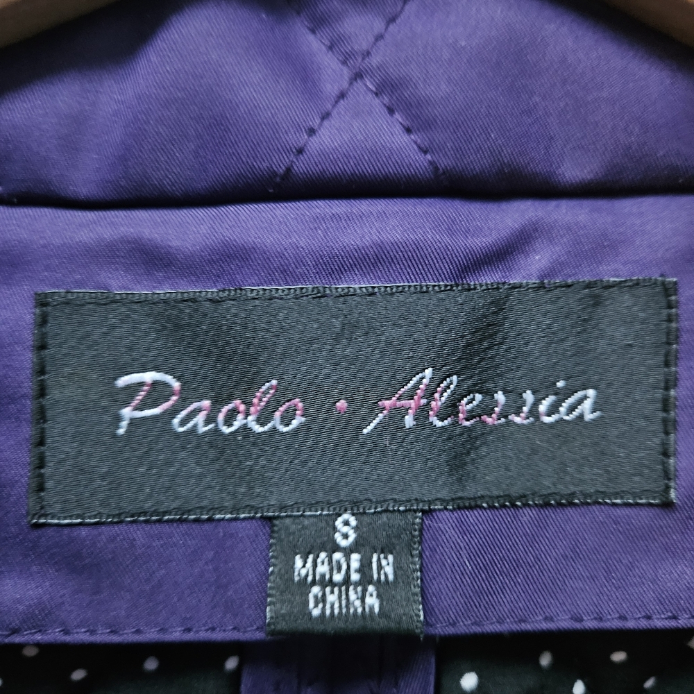 Paolo Alessia Women's Quilted Purple Jacket W/ Black polka dot lining-Sz S - Picture 6 of 8
